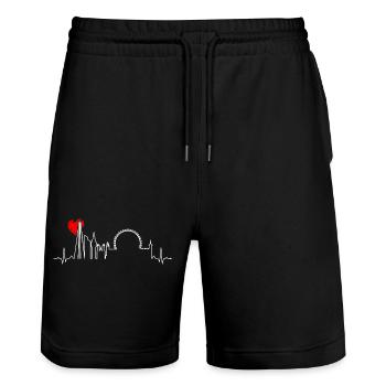 Urban Skyline Heartbeat - Stanley/Stella Trainer Unisex Organic Jogging Shorts - black - Front - Nik (191cm) & Marisol (170cm)