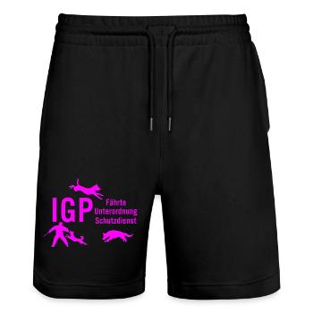 IGP Hundesport - pink - Stanley/Stella Unisex Bio Joggingshorts Trainer  - Schwarz - Vorne - Nik (191cm) & Marisol (170cm)