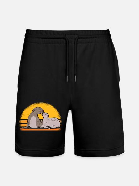 Seal med baby søde sæler sæler gave - Stanley/Stella Trainer økologiske unisex joggingshorts - sort