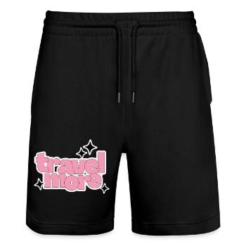 Pink Travel More - Stanley/Stella Unisex Bio Joggingshorts Trainer  - Schwarz - Vorne - Nik (191cm) & Marisol (170cm)