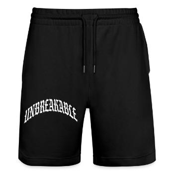 unbreakable unstoppable indomitable gym illegal - Stanley/Stella Trainer Unisex Organic Jogging Shorts - black - Front - Nik (191cm) & Marisol (170cm)