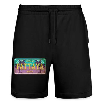 Pattaya Thailand vintage sign. - Stanley/Stella Trainer Unisex Organic Jogging Shorts - black - Front - Nik (191cm) & Marisol (170cm)