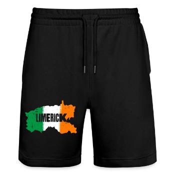 Limerick Ireland Flag | County Outline Map - Stanley/Stella Trainer Unisex Organic Jogging Shorts - black - Front - Nik (191cm) & Marisol (170cm)