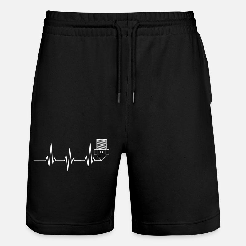 Heartbeat 3D Printing funny TShirt Design - Stanley/Stella Trainer Unisex Organic Jogging Shorts - black