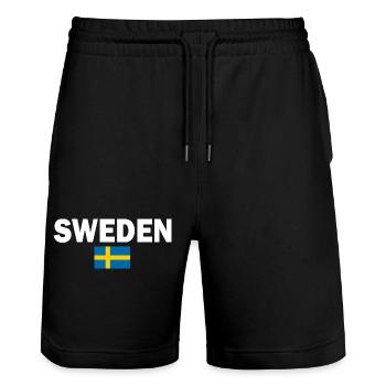 Sweden - Stanley/Stella Trainer Unisex Organic Jogging Shorts - black - Front - Nik (191cm) & Marisol (170cm)