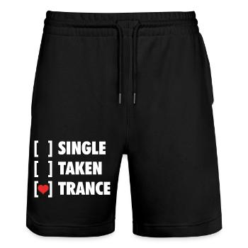 Single Taken Trance - Funny Shirt - Stanley/Stella Unisex Bio Joggingshorts Trainer  - Schwarz - Vorne - Nik (191cm) & Marisol (170cm)