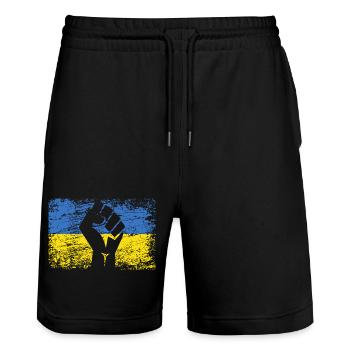 Drapeau De L'Ukraine Ukraine Soutien Ukraininens - Short de jogging bio TRAINER Stanley/Stella unisexe - noir - Devant - Nik (191cm) & Marisol (170cm)