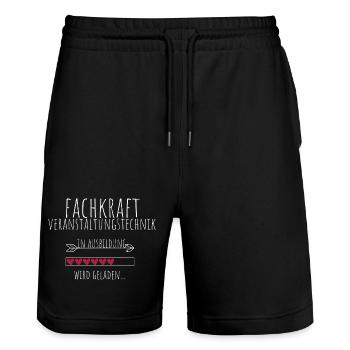 Fachkraft Veranstaltungstechnik in Ausbildung - Stanley/Stella Unisex Bio Joggingshorts Trainer  - Schwarz - Vorne - Nik (191cm) & Marisol (170cm)