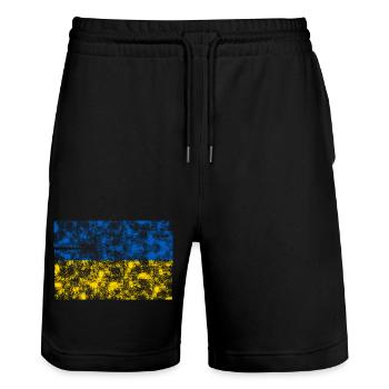 Ukraine - Stanley/Stella Unisex Bio Joggingshorts Trainer  - Schwarz - Vorne - Nik (191cm) & Marisol (170cm)
