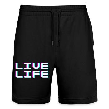Vie de vie Bug Typographie Cyberpunk Tee - Short de jogging bio TRAINER Stanley/Stella unisexe - noir - Devant - Nik (191cm) & Marisol (170cm)