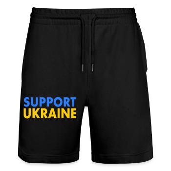 Support ukraine - Stanley/Stella Unisex Bio Joggingshorts Trainer  - Schwarz - Vorne - Nik (191cm) & Marisol (170cm)