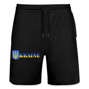 Ukraine - Short de jogging bio TRAINER Stanley/Stella unisexe - noir - Devant - Nik (191cm) & Marisol (170cm)