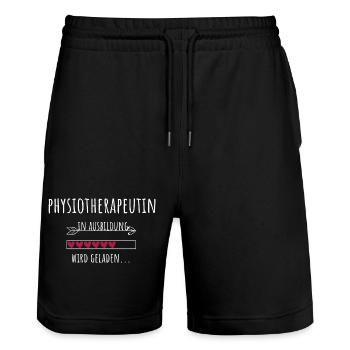 Physiotherapeutin in Ausbildung Geschenk - Stanley/Stella Unisex Bio Joggingshorts Trainer  - Schwarz - Vorne - Nik (191cm) & Marisol (170cm)