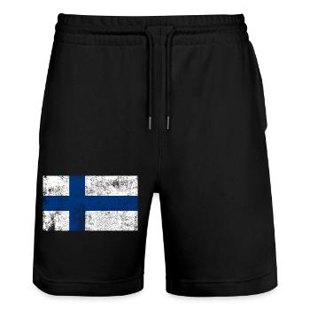Drapeau de la Finlande Drapeau Grunge Retro Vintage - Short de jogging bio TRAINER Stanley/Stella unisexe - noir - Devant - Nik (191cm) & Marisol (170cm)