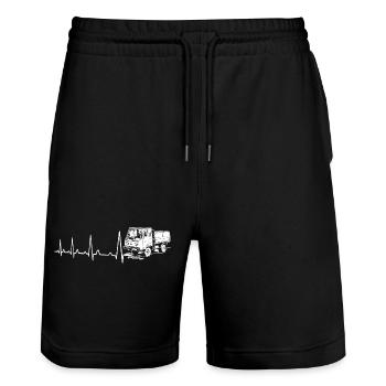 Heartbeat Multicar M25 DDR Mobylette Camion w - Short de jogging bio TRAINER Stanley/Stella unisexe - noir - Devant - Nik (191cm) & Marisol (170cm)