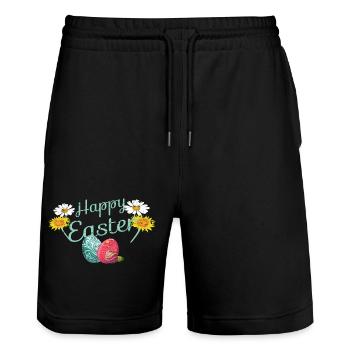 Joyeuses Pâques - Short de jogging bio TRAINER Stanley/Stella unisexe - noir - Devant - Nik (191cm) & Marisol (170cm)