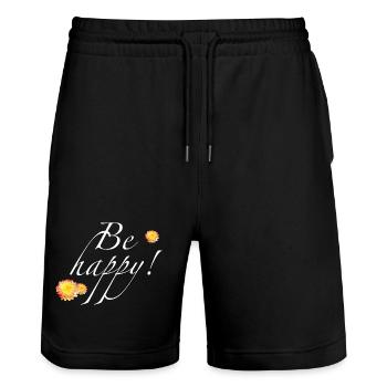Be happy weiß - Sonja Ariel von Staden - Stanley/Stella Unisex Bio Joggingshorts Trainer  - Schwarz - Vorne - Nik (191cm) & Marisol (170cm)