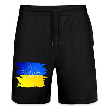 Ukraine flag with dove of peace - Stanley/Stella Trainer Unisex Organic Jogging Shorts - black - Front - Nik (191cm) & Marisol (170cm)