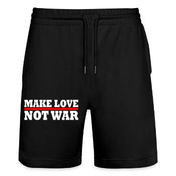 Make love not war - Short de jogging bio TRAINER Stanley/Stella unisexe - noir - Devant - Nik (191cm) & Marisol (170cm)
