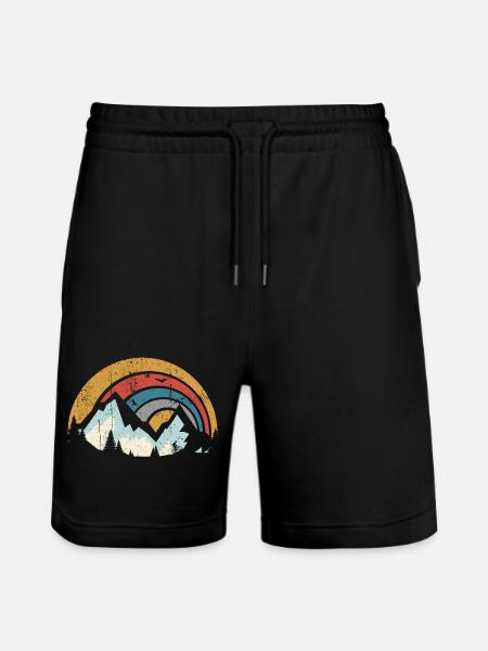 Retro Mountain Sunset Arc - Stanley/Stella Trainer Unisex Organic Jogging Shorts - black