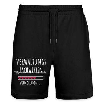 Verwaltungsfachwirtin Abschluss Weiterbildung - Stanley/Stella Unisex Bio Joggingshorts Trainer  - Schwarz - Vorne - Nik (191cm) & Marisol (170cm)