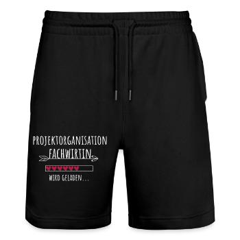 Projektorganisation Fachwirtin Abschluss - Stanley/Stella Unisex Bio Joggingshorts Trainer  - Schwarz - Vorne - Nik (191cm) & Marisol (170cm)