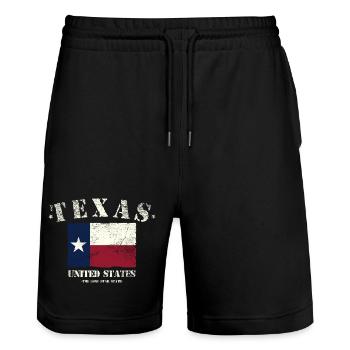 Texas - Stanley/Stella Trainer Unisex Organic Jogging Shorts - black - Front - Nik (191cm) & Marisol (170cm)