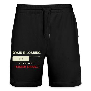System Error Outfit Brain Charging Design - Stanley/Stella Trainer Unisex Organic Jogging Shorts - black - Front - Nik (191cm) & Marisol (170cm)