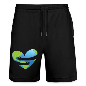 Earth Day - Herz Umarmung - Stanley/Stella Unisex Bio Joggingshorts Trainer  - Schwarz - Vorne - Nik (191cm) & Marisol (170cm)