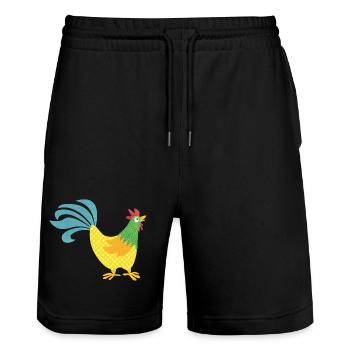 Rooster pattern colorful Easter Farmer Animal love colorful - Stanley/Stella Trainer Unisex Organic Jogging Shorts - black - Front - Nik (191cm) & Marisol (170cm)