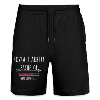 Soziale Arbeit Bachelor Studium Student Geschenk - Stanley/Stella Unisex Bio Joggingshorts Trainer  - Schwarz - Vorne - Nik (191cm) & Marisol (170cm)