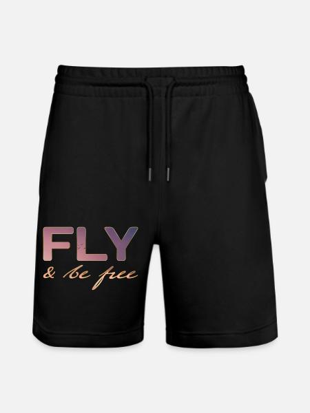 Fly and be FREE - Stanley/Stella Trainer Unisex Organic Jogging Shorts - black