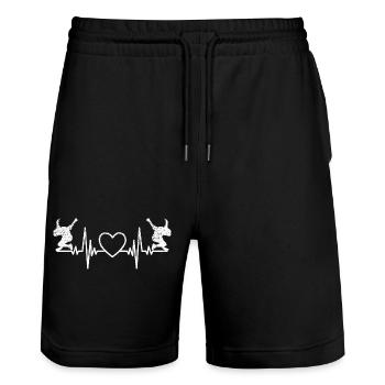 Breakdance Tanzen Tanzsport Tänzer Geschenk - Stanley/Stella Unisex Bio Joggingshorts Trainer  - Schwarz - Vorne - Nik (191cm) & Marisol (170cm)