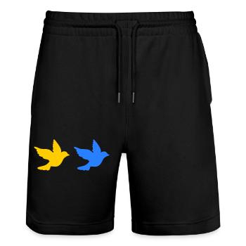 Ukraine - Stanley/Stella Unisex Bio Joggingshorts Trainer  - Schwarz - Vorne - Nik (191cm) & Marisol (170cm)
