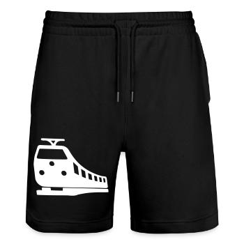 Train Driver Symbol | Color adjustable - Stanley/Stella Trainer Unisex Organic Jogging Shorts - black - Front - Nik (191cm) & Marisol (170cm)