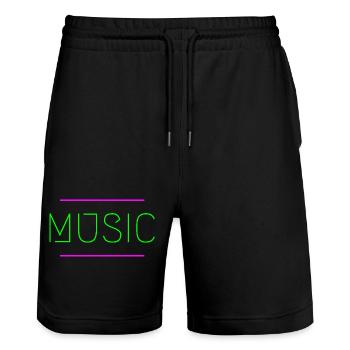 Musique Néon - Short de jogging bio TRAINER Stanley/Stella unisexe - noir - Devant - Nik (191cm) & Marisol (170cm)