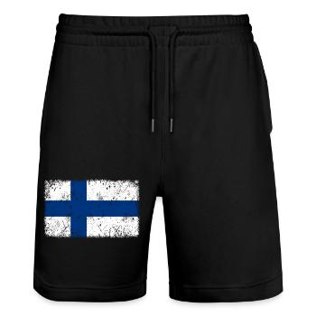 Finlande - Short de jogging bio TRAINER Stanley/Stella unisexe - noir - Devant - Nik (191cm) & Marisol (170cm)