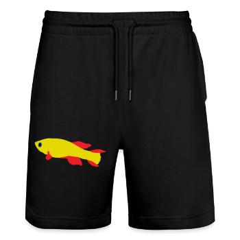 Killifish Rot und Gelb - Stanley/Stella Unisex Bio Joggingshorts Trainer  - Schwarz - Vorne - Nik (191cm) & Marisol (170cm)