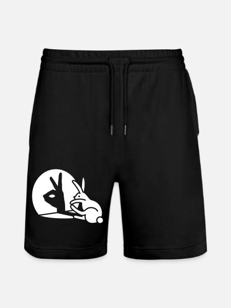 Funny Rabbit Hand Shadow Projection Rabbit - Stanley/Stella Trainer Unisex Organic Jogging Shorts - black