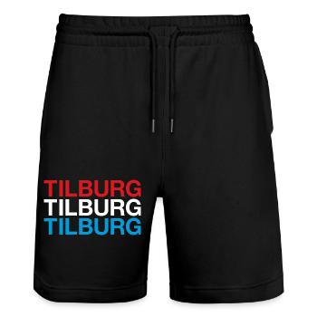 TILBURG Netherlands Niederlande Flagge - Stanley/Stella Unisex Bio Joggingshorts Trainer  - Schwarz - Vorne - Nik (191cm) & Marisol (170cm)