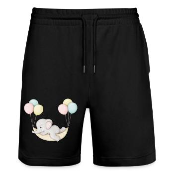 mignon bébé éléphant dans un hamac - Short de jogging bio TRAINER Stanley/Stella unisexe - noir - Devant - Nik (191cm) & Marisol (170cm)