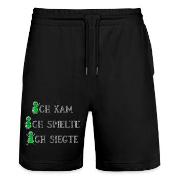 Grün gewinnt immer Brettspieler Glücksshirt - Stanley/Stella Unisex Bio Joggingshorts Trainer  - Schwarz - Vorne - Nik (191cm) & Marisol (170cm)