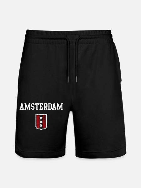 Amsterdam Crest Shield Motif - Stanley/Stella Trainer Unisex Organic Jogging Shorts - black