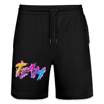 Team - Stanley/Stella Trainer Unisex Organic Jogging Shorts - black - Front - Nik (191cm) & Marisol (170cm)