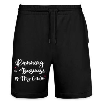 Ein Unternehmen zu führen ist mein Cardio - Stanley/Stella Unisex Bio Joggingshorts Trainer  - Schwarz - Vorne - Nik (191cm) & Marisol (170cm)
