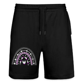 Asexual Pride Boho Regenbogen - Stanley/Stella Unisex Bio Joggingshorts Trainer  - Schwarz - Vorne - Nik (191cm) & Marisol (170cm)