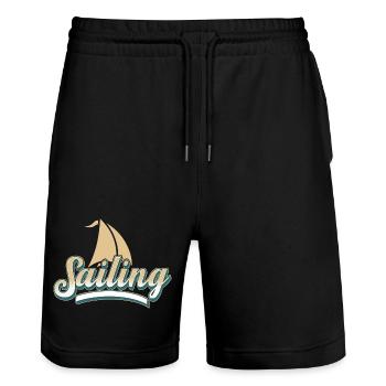 Segelboot Segeln segler - Stanley/Stella Unisex Bio Joggingshorts Trainer  - Schwarz - Vorne - Nik (191cm) & Marisol (170cm)