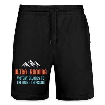Ultra RunningVictory Belongs to the Most Tenacious - Stanley/Stella Trainer Unisex Organic Jogging Shorts - black - Front - Nik (191cm) & Marisol (170cm)
