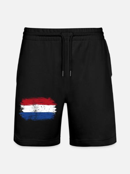 Dutch Flag Brush Stroke - Stanley/Stella Trainer Unisex Organic Jogging Shorts - black