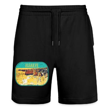 Retro badge, Algarve Portugal, beach summer sun - Stanley/Stella Trainer Unisex Organic Jogging Shorts - black - Front - Nik (191cm) & Marisol (170cm)